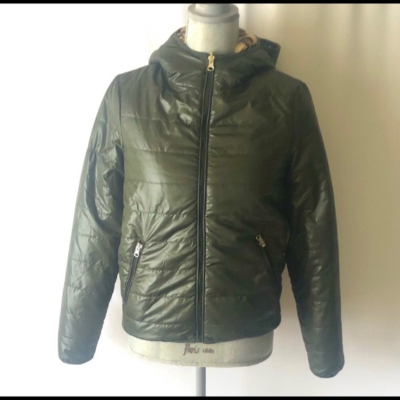 NWT Altar’d State Reversible Moss Green/ Camouflage Puff Jacket. Size Small. - Picture 2 of 4